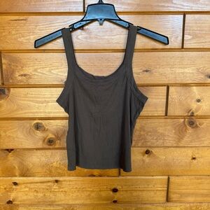 Wild Fable Brown Fitted Crop Tank Top